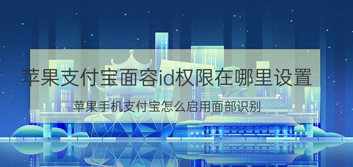 苹果支付宝面容id权限在哪里设置 苹果手机支付宝怎么启用面部识别？